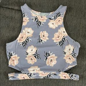 Purple Floral Crop Top (M)
